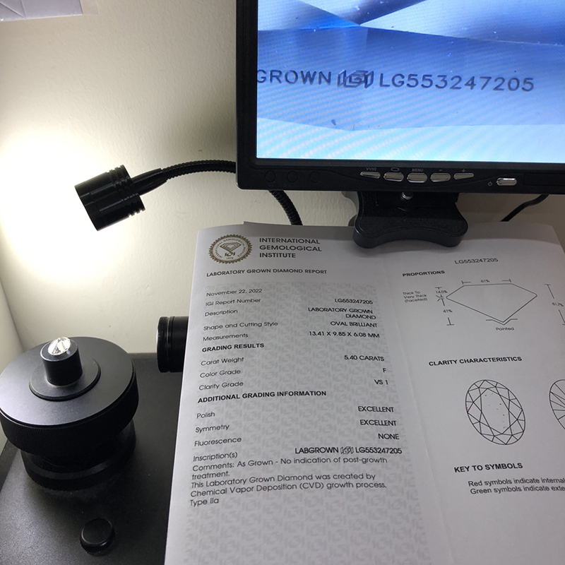 CVD LG553247205 Oval Shape 5.40CT F VS1 EX EX Lab Grown Diamond