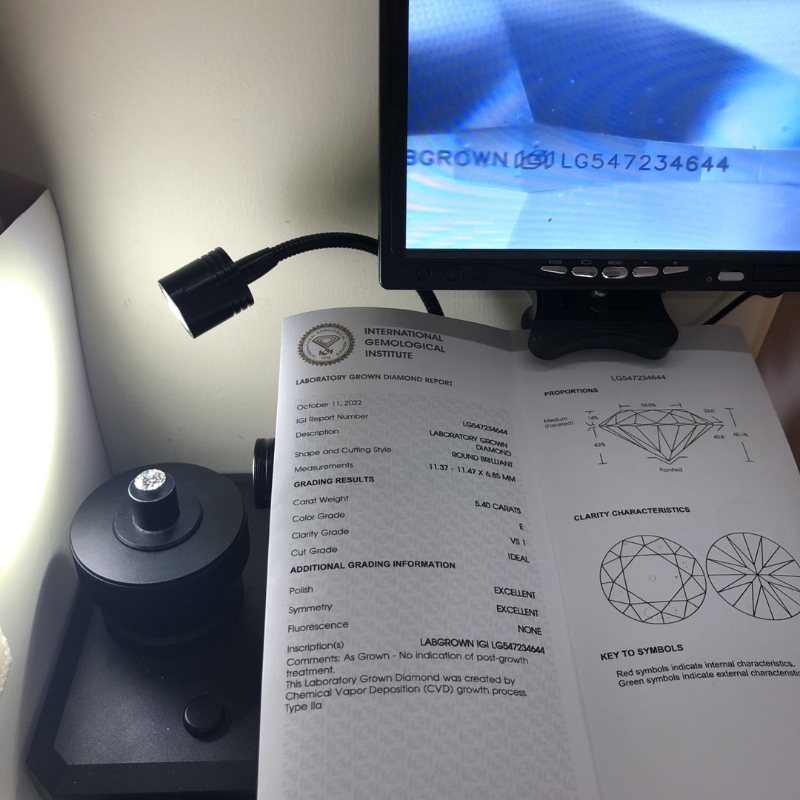 CVD LG547234644 Round Shape 5.40CT E VS1 ID EX EX Lab Grown Diamond