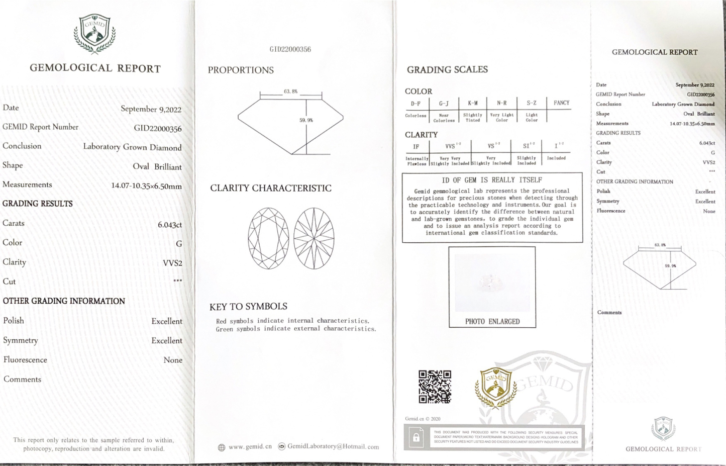 CVD GID22000356 Oval Shape 6.043CT G VVS2 EX EX Lab Grown Diamond
