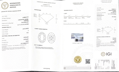 MissDiamond CVD LG586367737 Oval Cut 6.03CT E VS2 EX EX Lab Grown Diamond