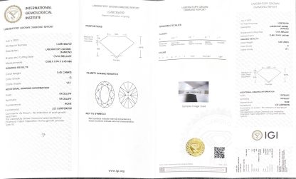 MissDiamond CVD LG587306709 Oval Cut 5.45CT G VS1 EX EX Lab Grown Diamond
