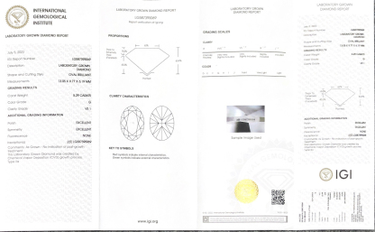MissDiamond CVD LG587395069 Oval Cut 5.29CT G VS1 EX EX Lab Grown Diamond