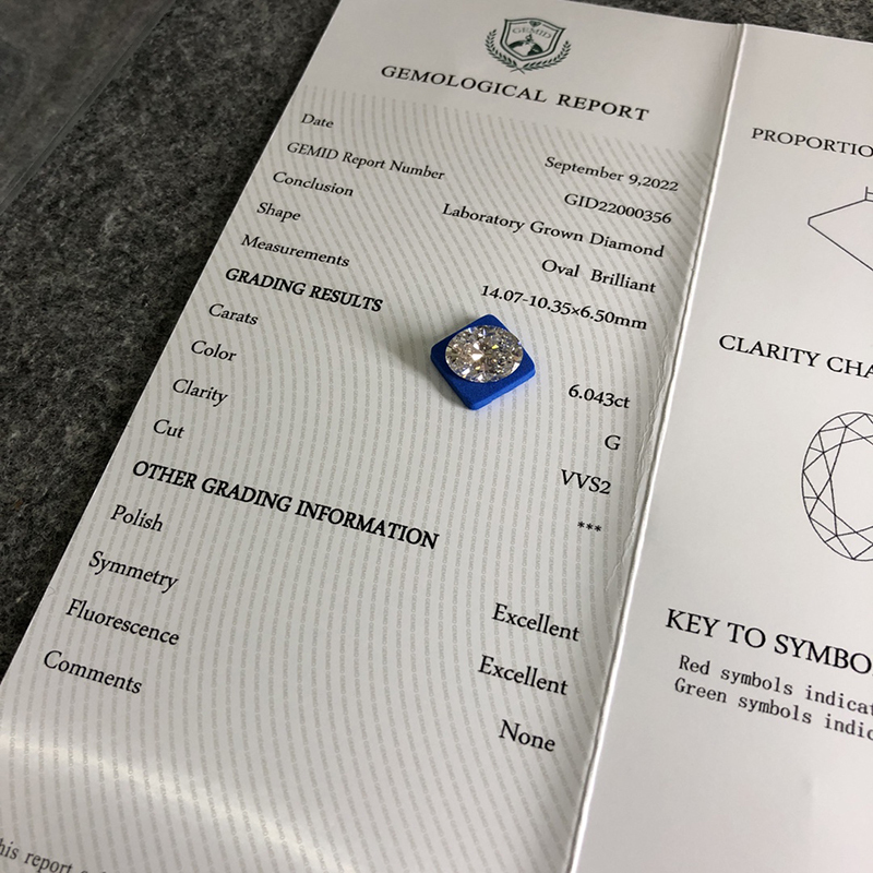 CVD GID22000356 Oval Shape 6.043CT G VVS2 EX EX Lab Grown Diamond