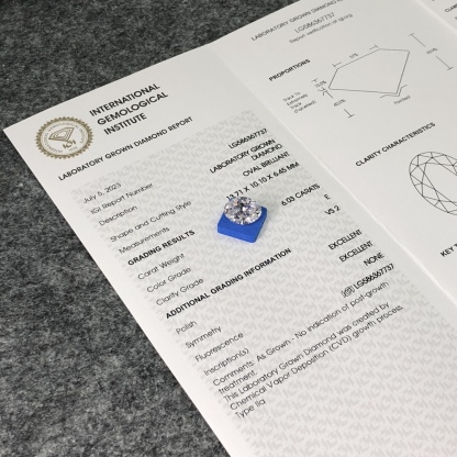 MissDiamond CVD LG586367737 Oval Cut 6.03CT E VS2 EX EX Lab Grown Diamond
