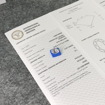 MissDiamond CVD LG587395069 Oval Cut 5.29CT G VS1 EX EX Lab Grown Diamond