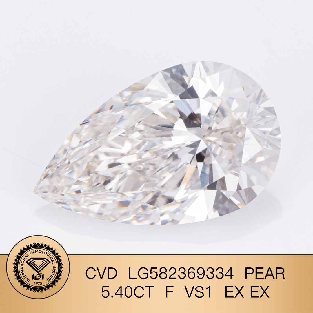MissDiamond CVD LG582369334 Pear Cut 5.4CT F VS1 EX EX Lab Grown Diamond