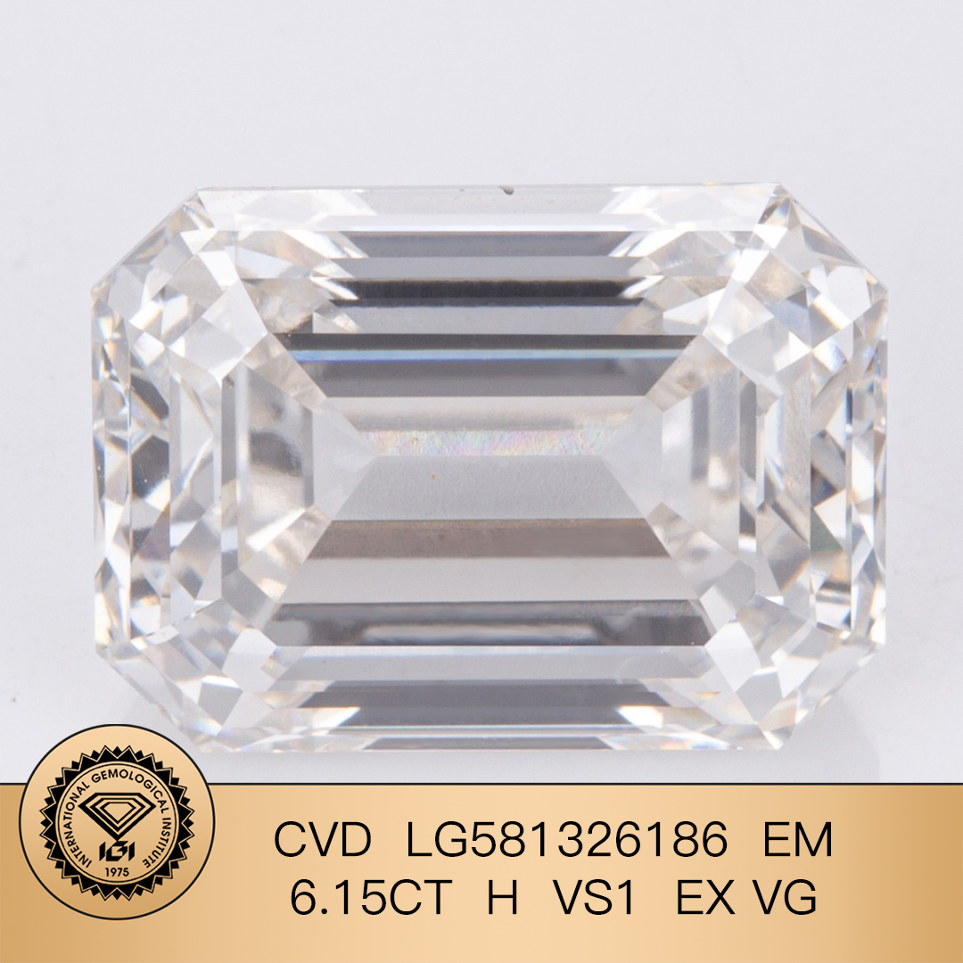 MissDiamond CVD LG581326186 Emerald Cut 6.15CT H VS1 EX VG Lab Grown Diamond