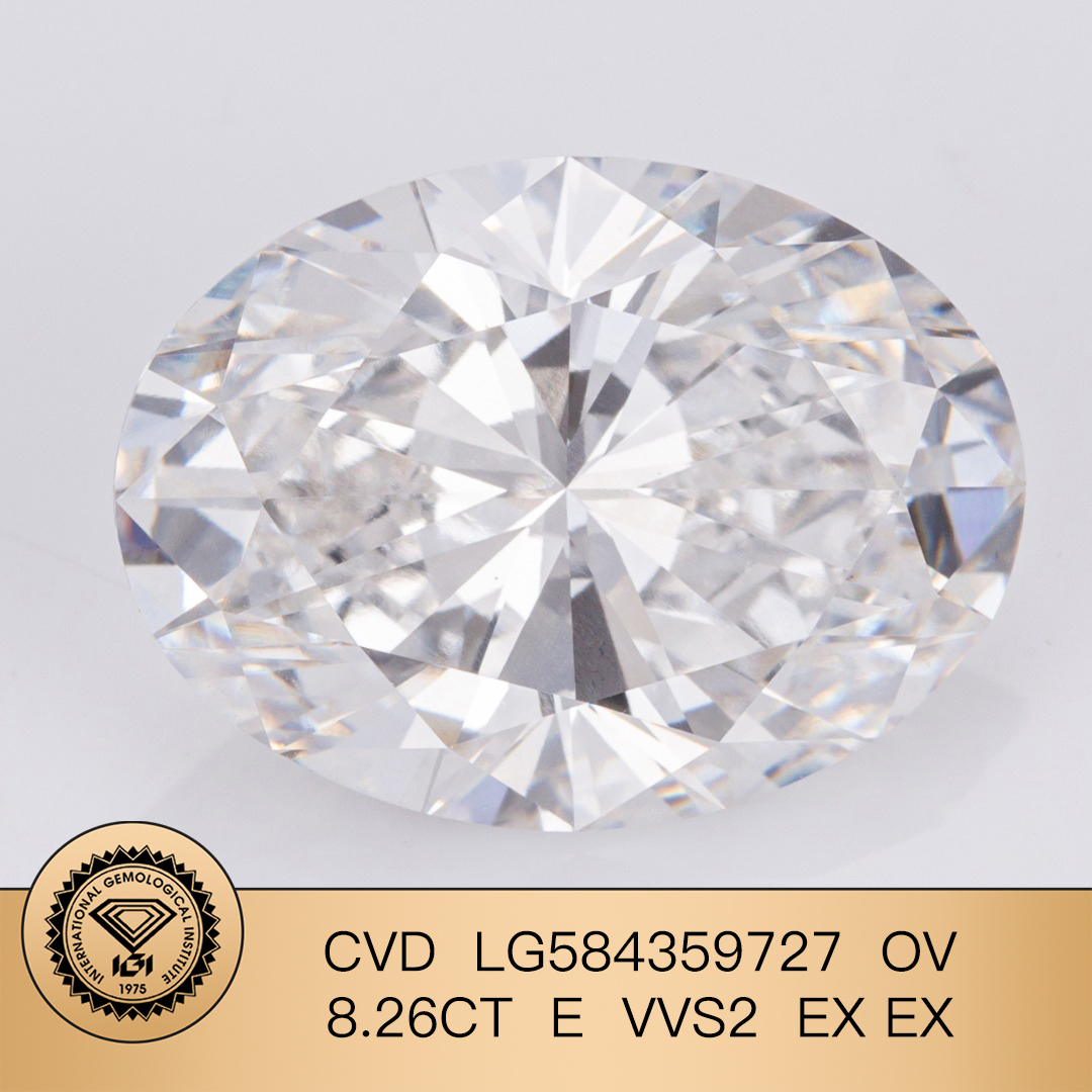 MissDiamond CVD LG584359727 Oval Cut 8.26CT E VVS2 EX EX Lab Grown Diamond