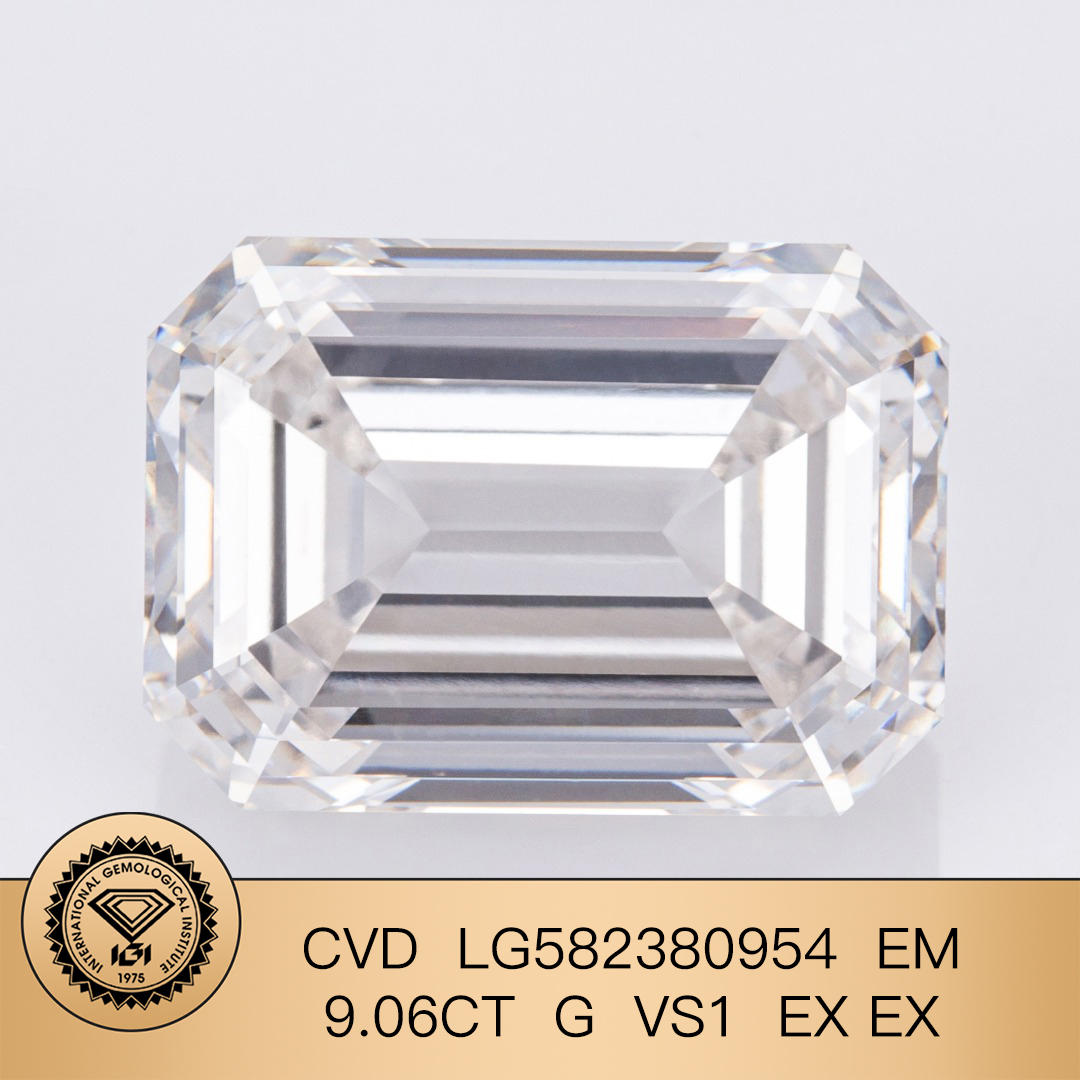 MissDiamond CVD LG582380954 Emerald Cut 9.06CT G VS1 EX EX Lab Grown Diamond
