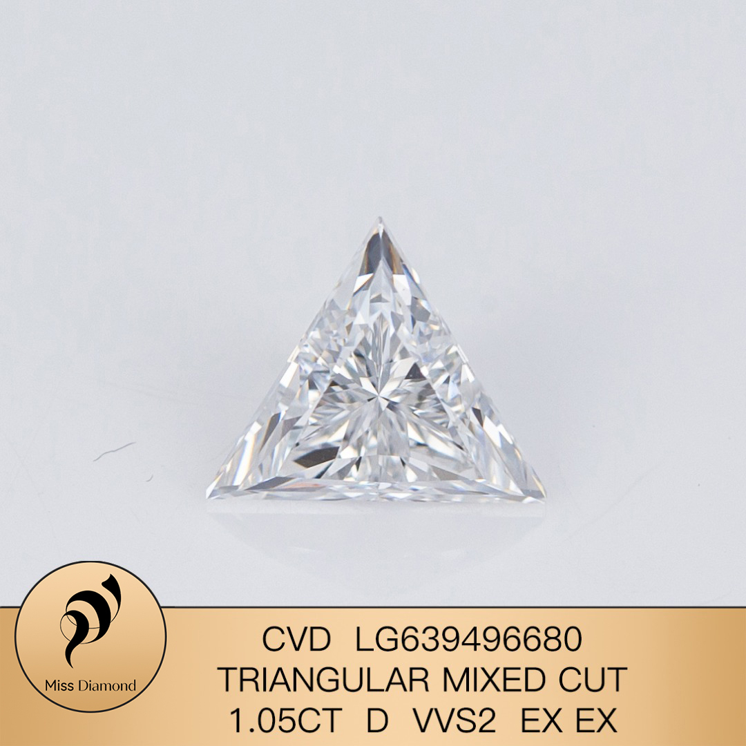 MissDiamond CVD LG639496680 Triangular Mixed Cut 1.05CT D VVS2 EX EX Lab Grown Diamond