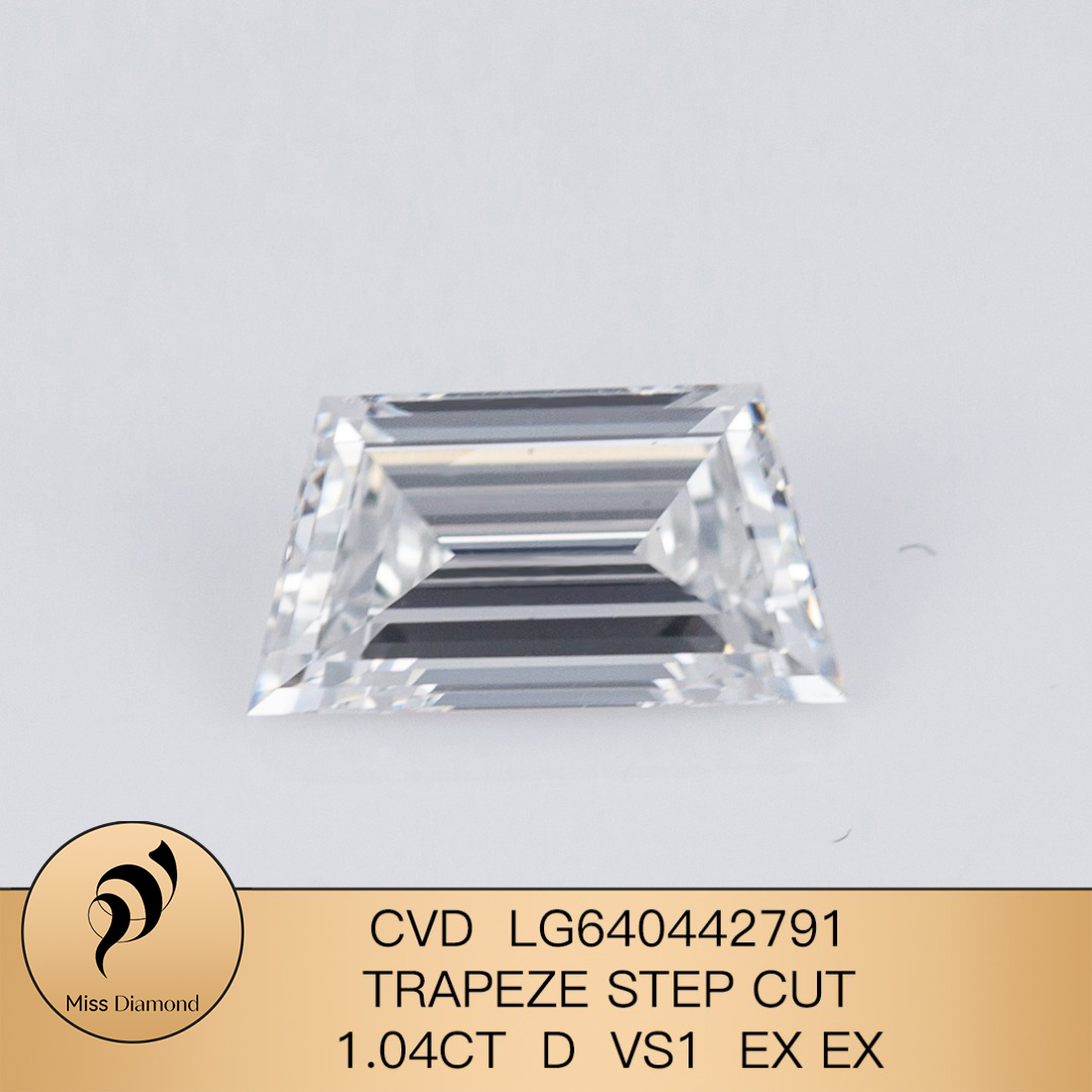 MissDiamond CVD LG640442791 Trapeze Step Cut 1.04CT D VS1 EX EX Lab Grown Diamond
