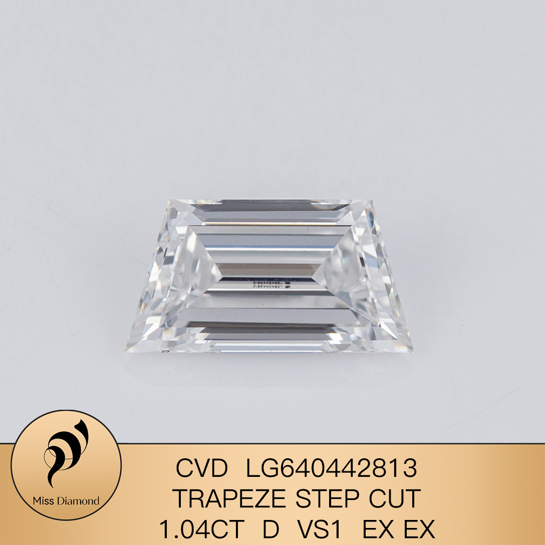 MissDiamond CVD LG640442813 Trapeze Step Cut 1.04CT D VS1 EX EX Lab Grown Diamond