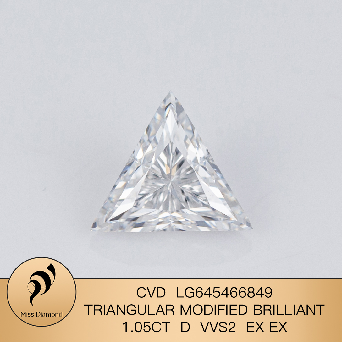 MissDiamond CVD LG645466849 Triangular Modified Brilliant 1.05CT D VVS2 EX EX Lab Grown Diamond