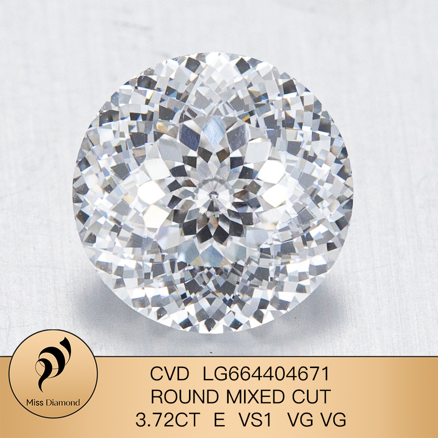 MissDiamond CVD LG664404671 Roud Mixed Cut 3.72CT E VS1 VG VG Lab Grown Diamond