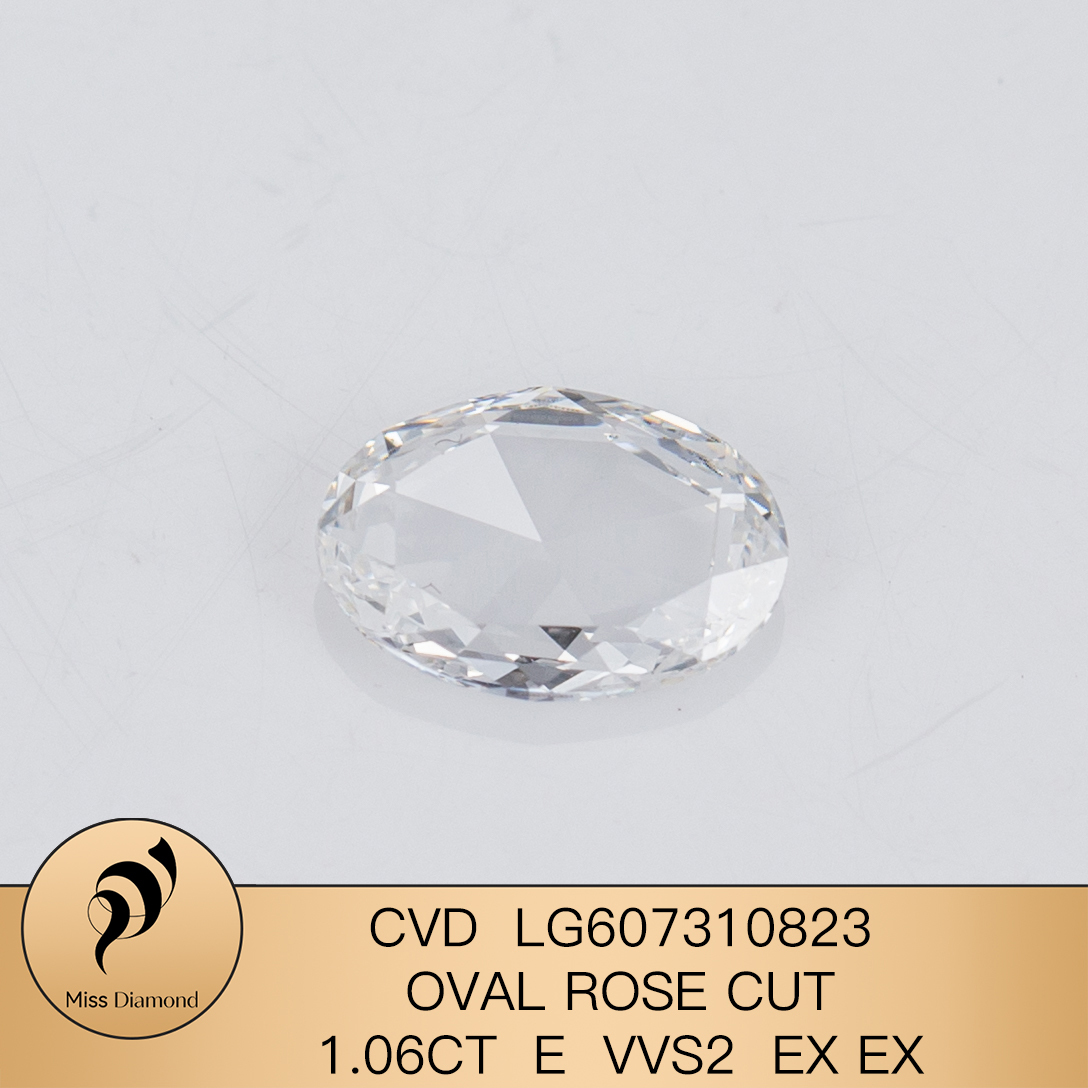 MissDiamond CVD LG607310823 Oval Rose Cut 1.06CT E VVS2 EX EX Lab Grown Diamond