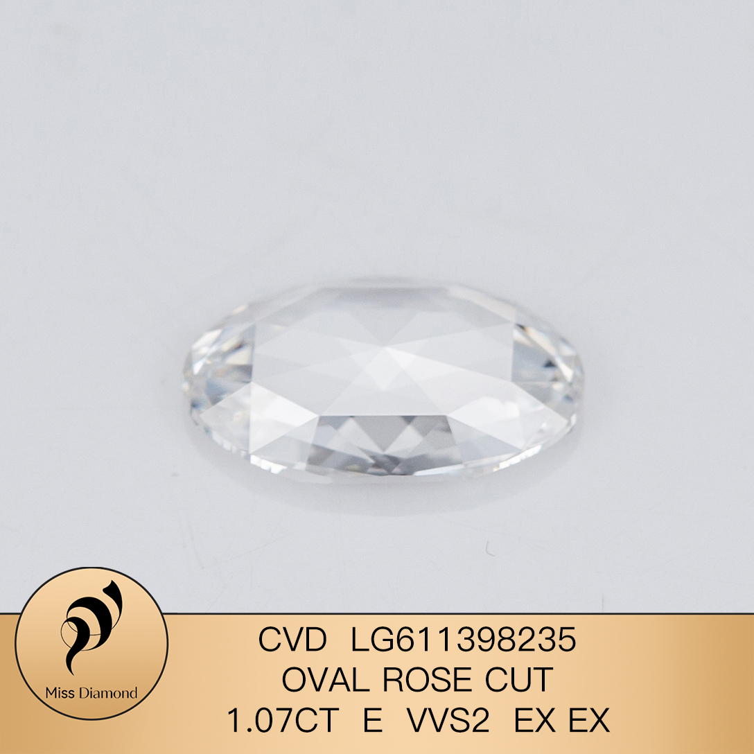 MissDiamond CVD LG611398235 Oval Rose Cut 1.07CT E VVS2 EX EX Lab Grown Diamond
