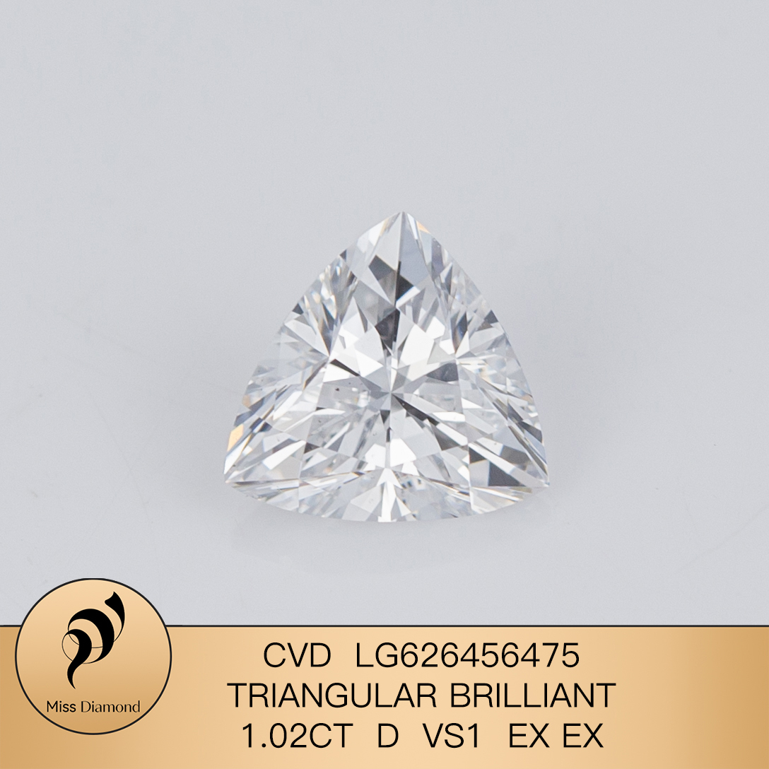MissDiamond CVD LG626456475 Triangular Brilliant 1.02CT D VS1 EX EX Lab Grown Diamond