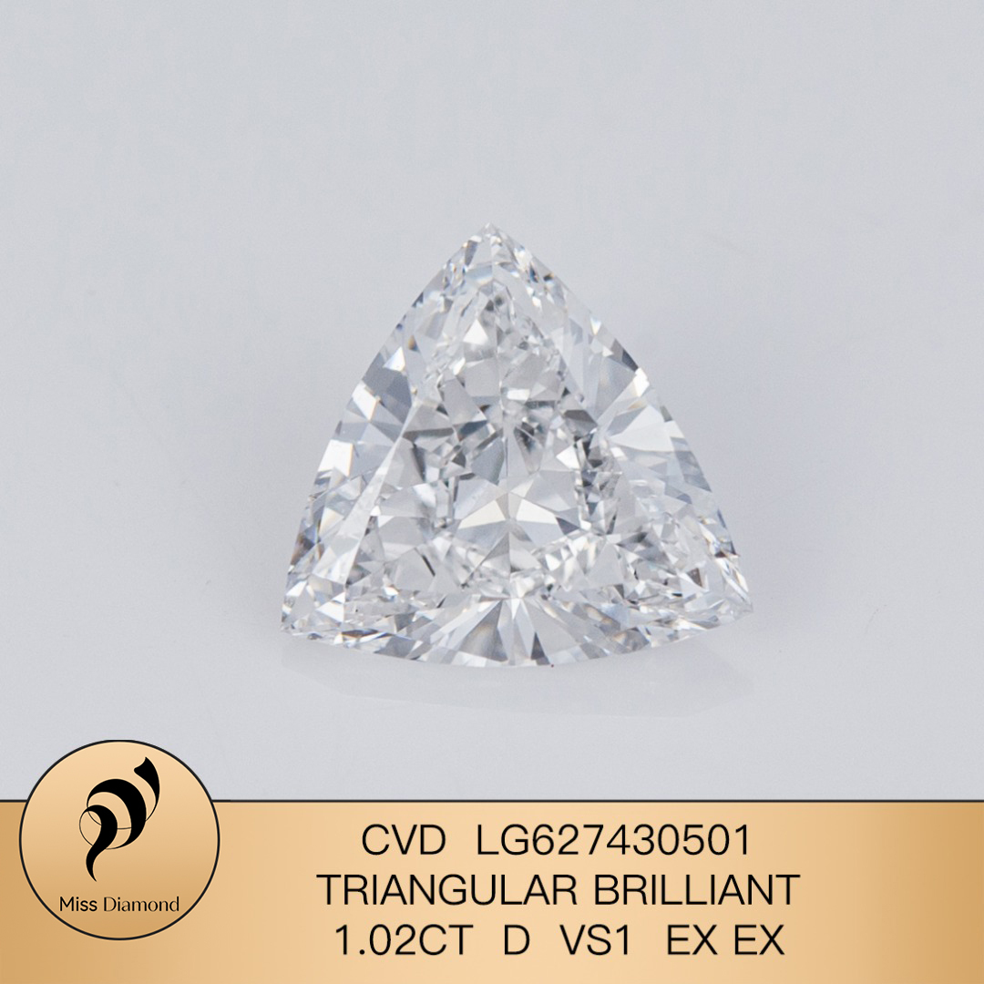 MissDiamond CVD LG627430501 Triangular Brilliant 1.02CT D VS1 EX EX Lab Grown Diamond
