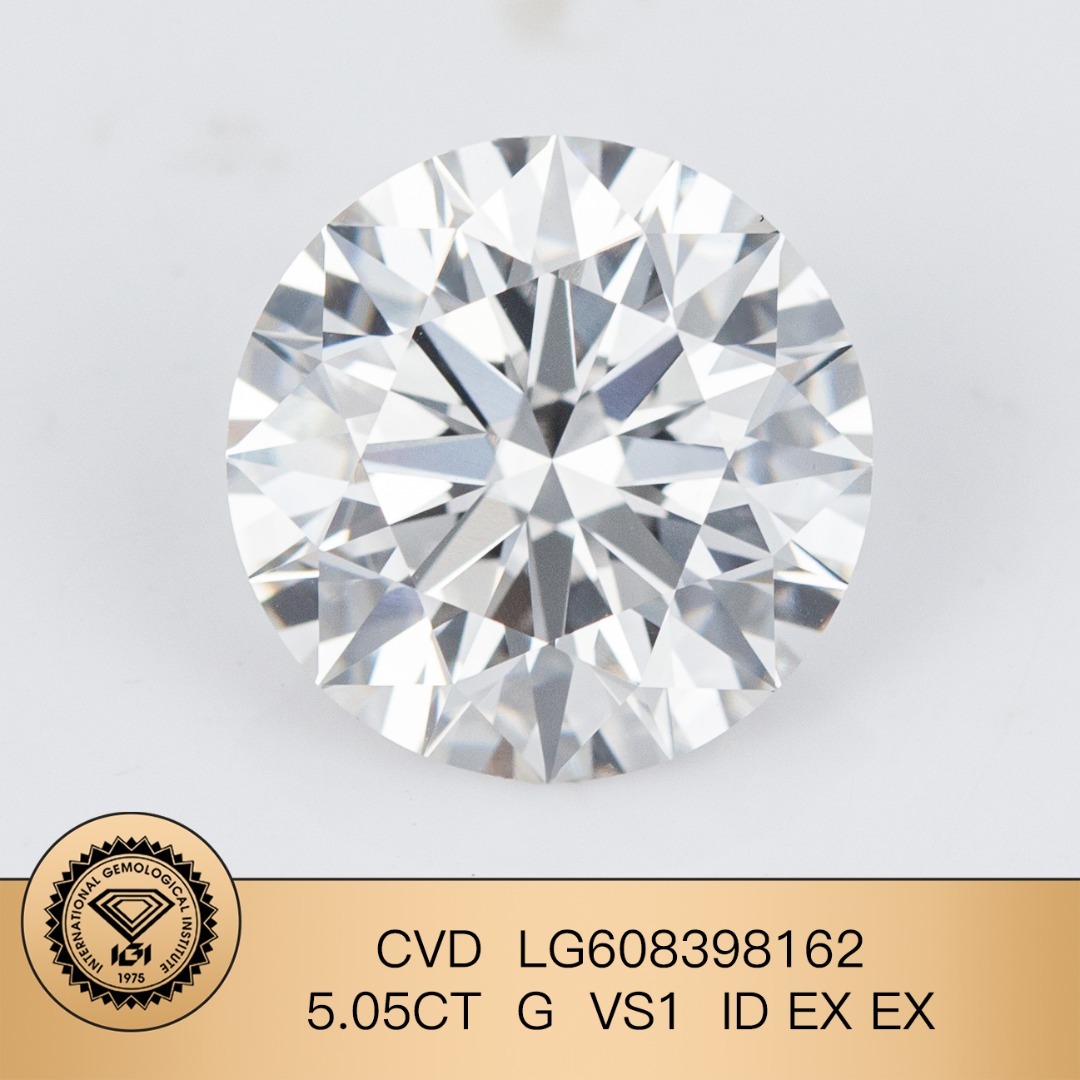 MissDiamond CVD LG608398162 Round Cut 5.05CT G VS1 ID EX EX Lab Grown Diamond