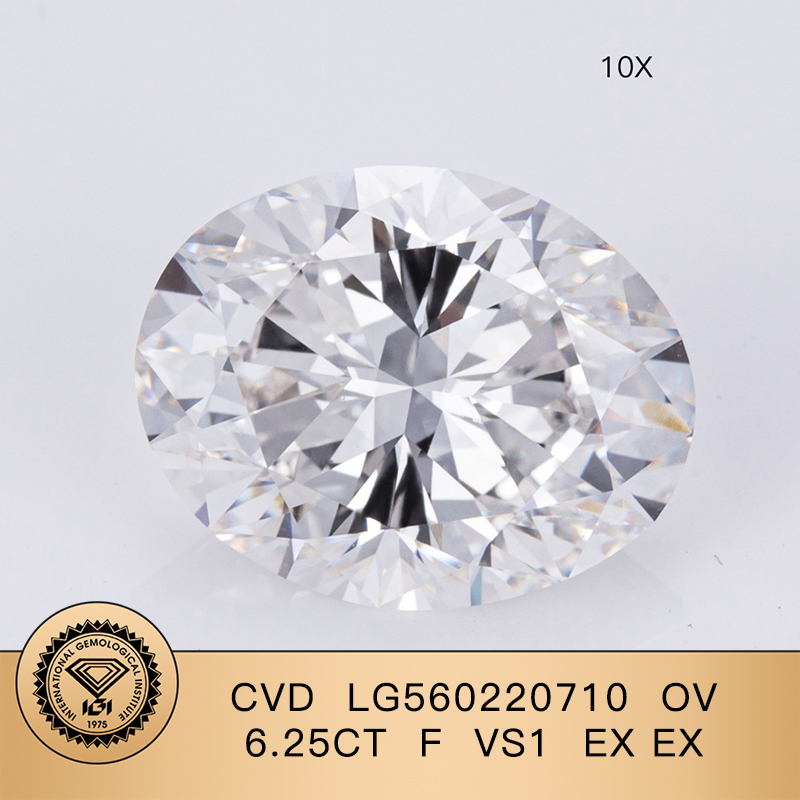 CVD LG560220710 Oval Shape 6.25CT F VS1 EX EX Lab Grown Diamond