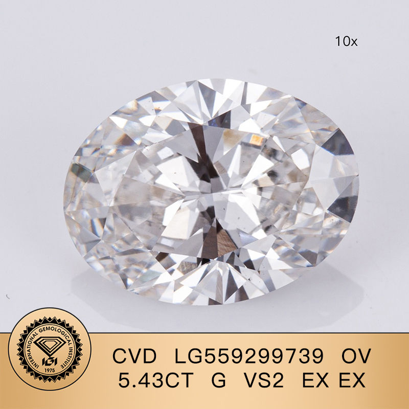 CVD LG559299739 Oval Shape 5.43CT G VS2 EX EX Lab Grown Diamond