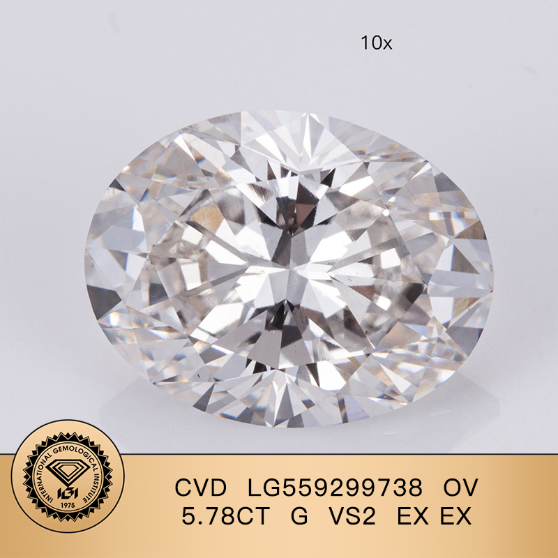 CVD LG559299738 Oval Shape 5.78CT G VS2 EX EX Lab Grown Diamond