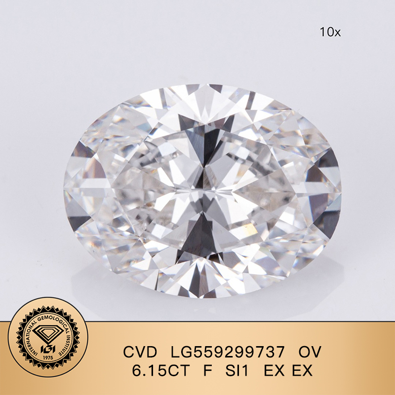 CVD LG559299737 Oval Shape 6.15CT F SI1 EX EX Lab Grown Diamond