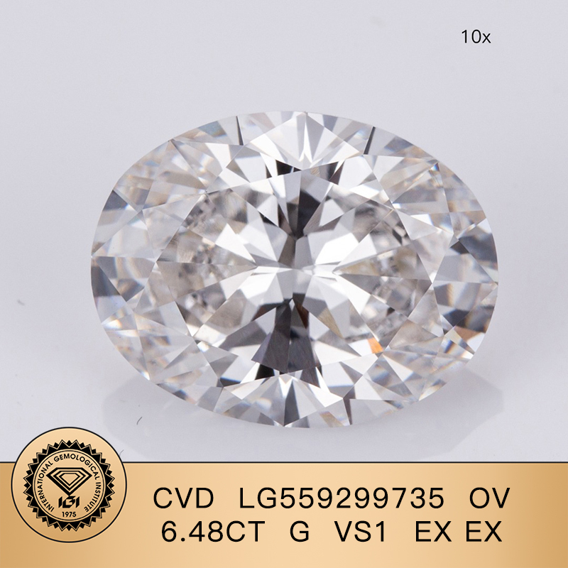 CVD LG559299735 Oval Shape 6.48CT G VS1 EX EX Lab Grown Diamond