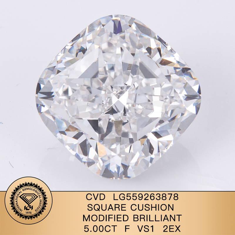 CVD LG559263878 Square Cushion Modified Brilliant 5.00CT F VS1 EX EX Lab Grown Diamond