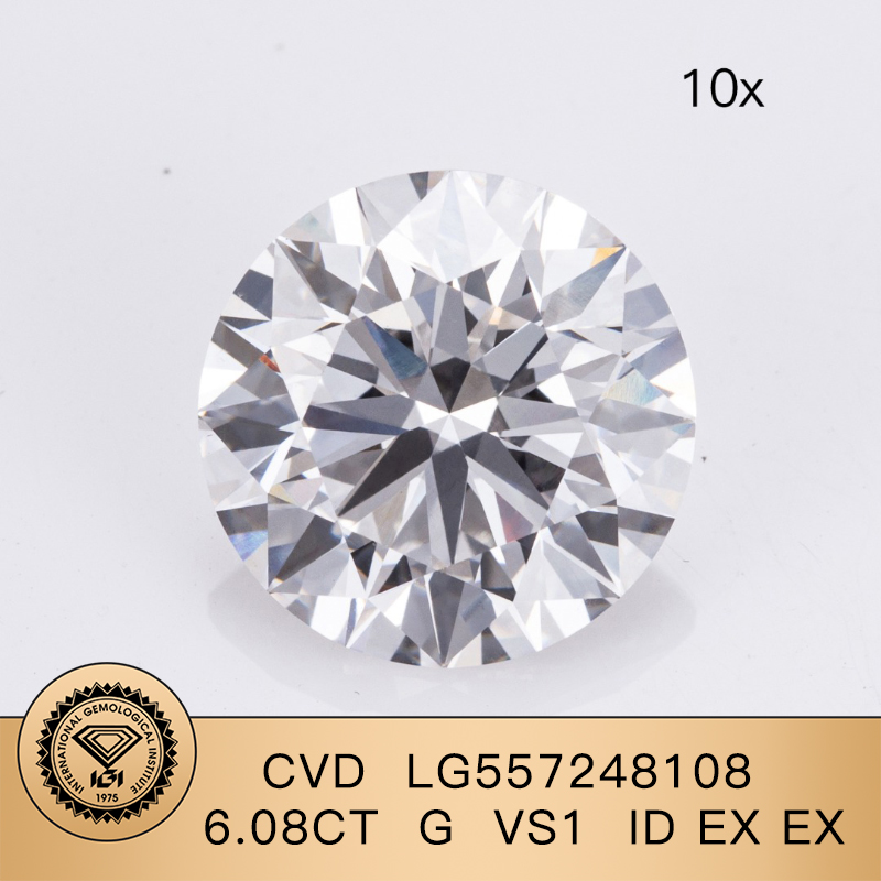 CVD LG557248108 Round Shape 6.08CT G VS1 EX EX Lab Grown Diamond