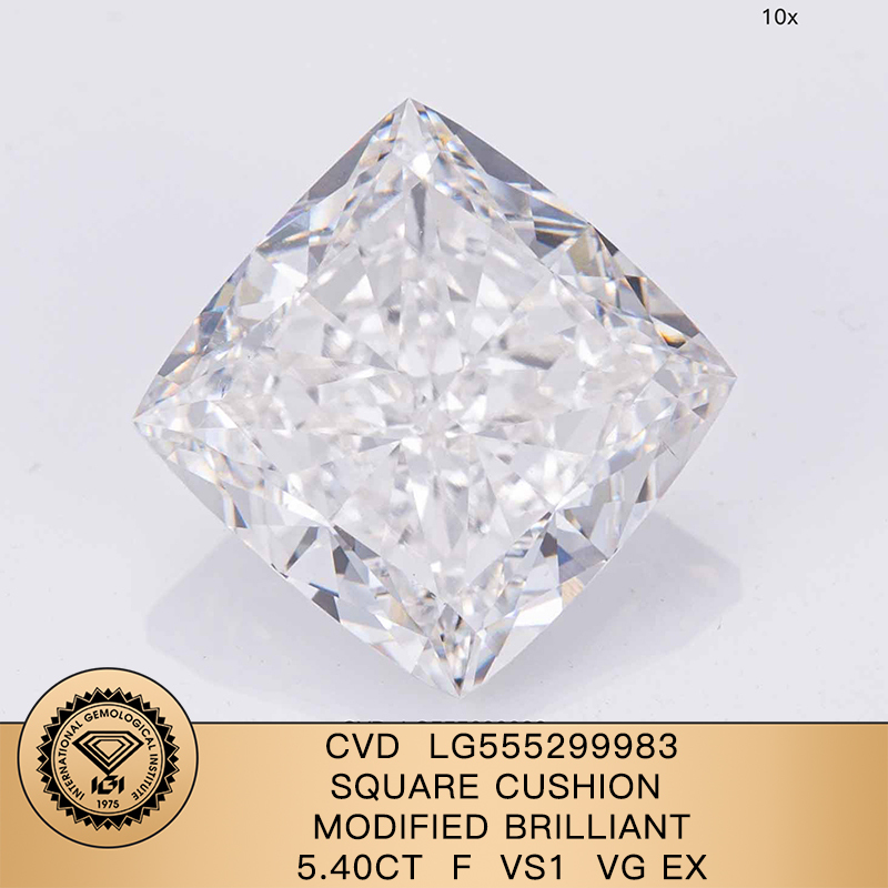 CVD LG555299983 Square Cushion Modified Brilliant 5.40CT F VS1 VG EX Lab Grown Diamond