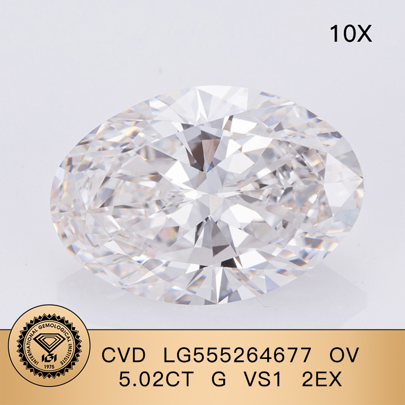 CVD LG555264677 Oval Shape 5.02CT G VS1 EX EX Lab Grown Diamond
