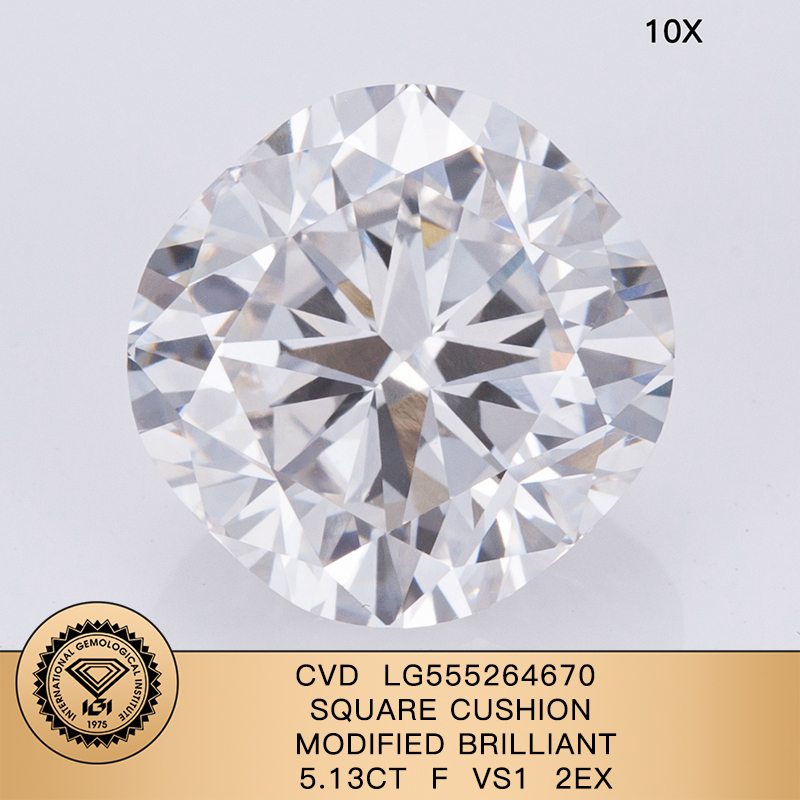 CVD LG555264670 Square Cushion Modified Brilliant 5.13CT F VS1 EX EX Lab Grown Diamond