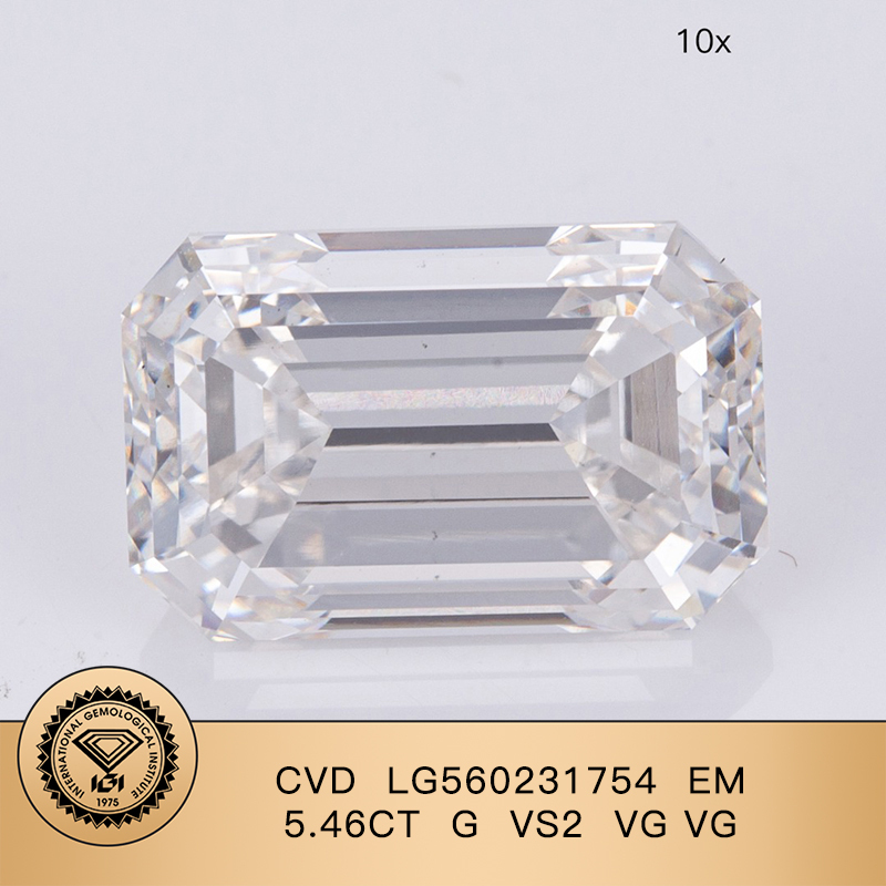 CVD LG560231754 Emerald Shape 5.46CT G VS2 VG VG Lab Grown Diamond
