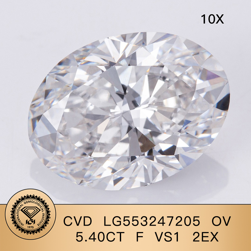 CVD LG553247205 Oval Shape 5.40CT F VS1 EX EX Lab Grown Diamond