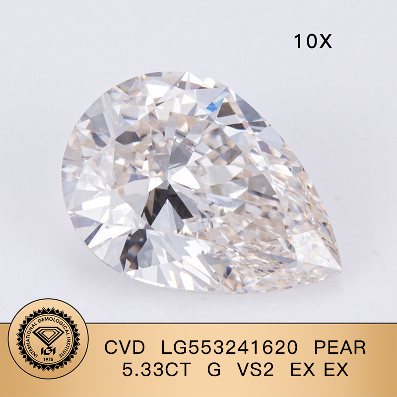 CVD LG553241620 Pear Shape 5.33CT G VS2 EX EX Lab Grown Diamond