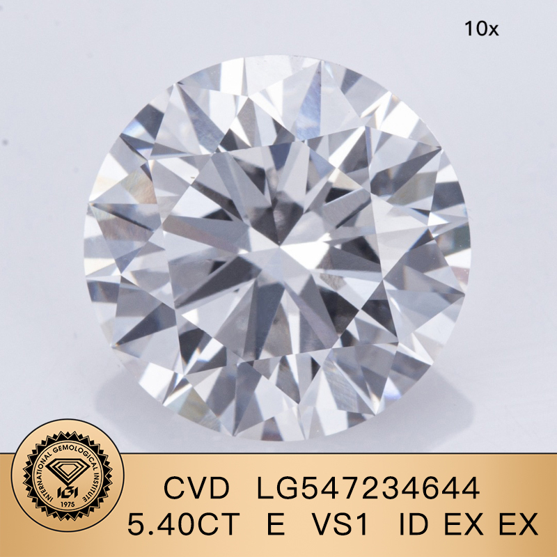 CVD LG547234644 Round Shape 5.40CT E VS1 ID EX EX Lab Grown Diamond