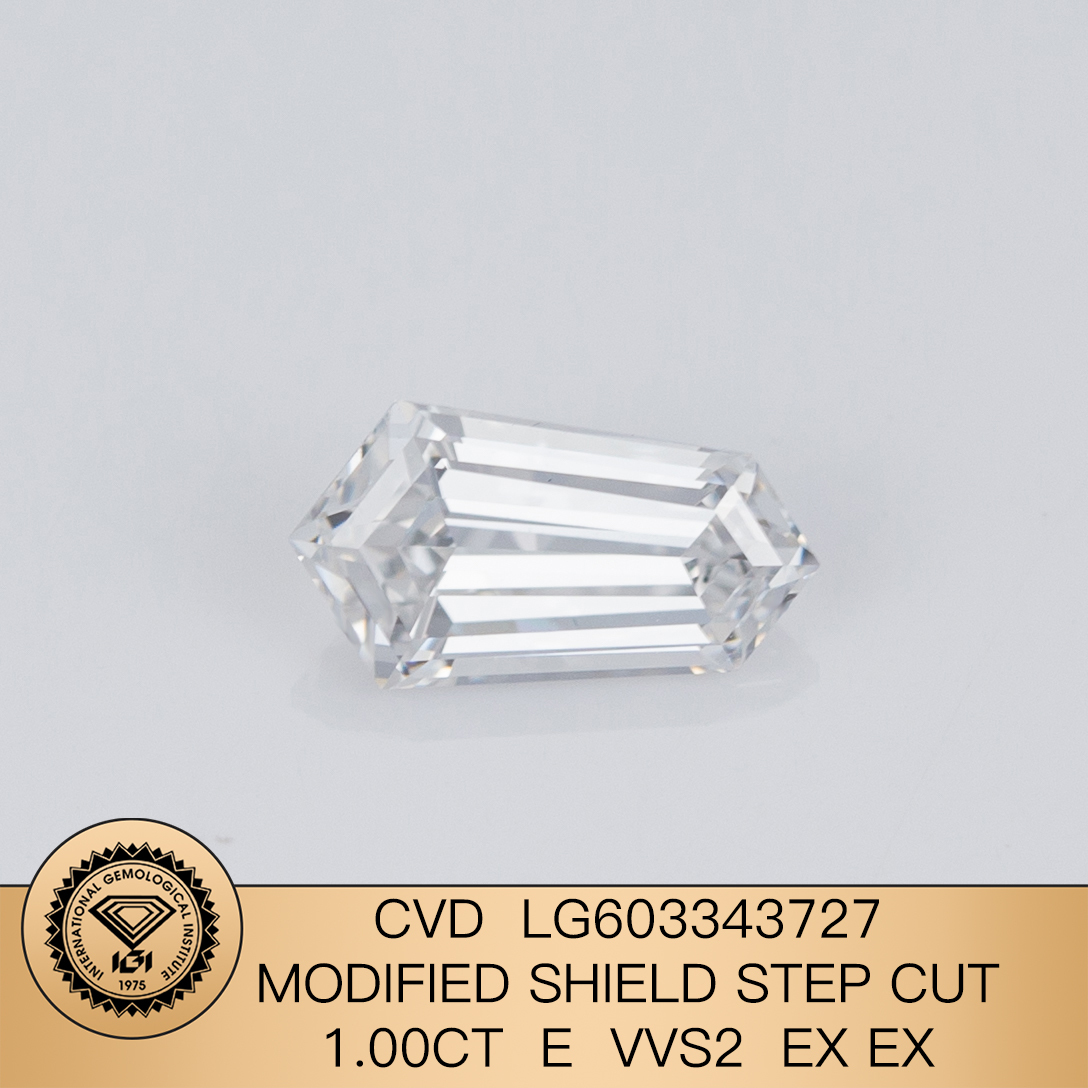 MissDiamond CVD LG603343727 Modified Shield Step Cut 1.00CT E VVS2 EX EX Lab Grown Diamond