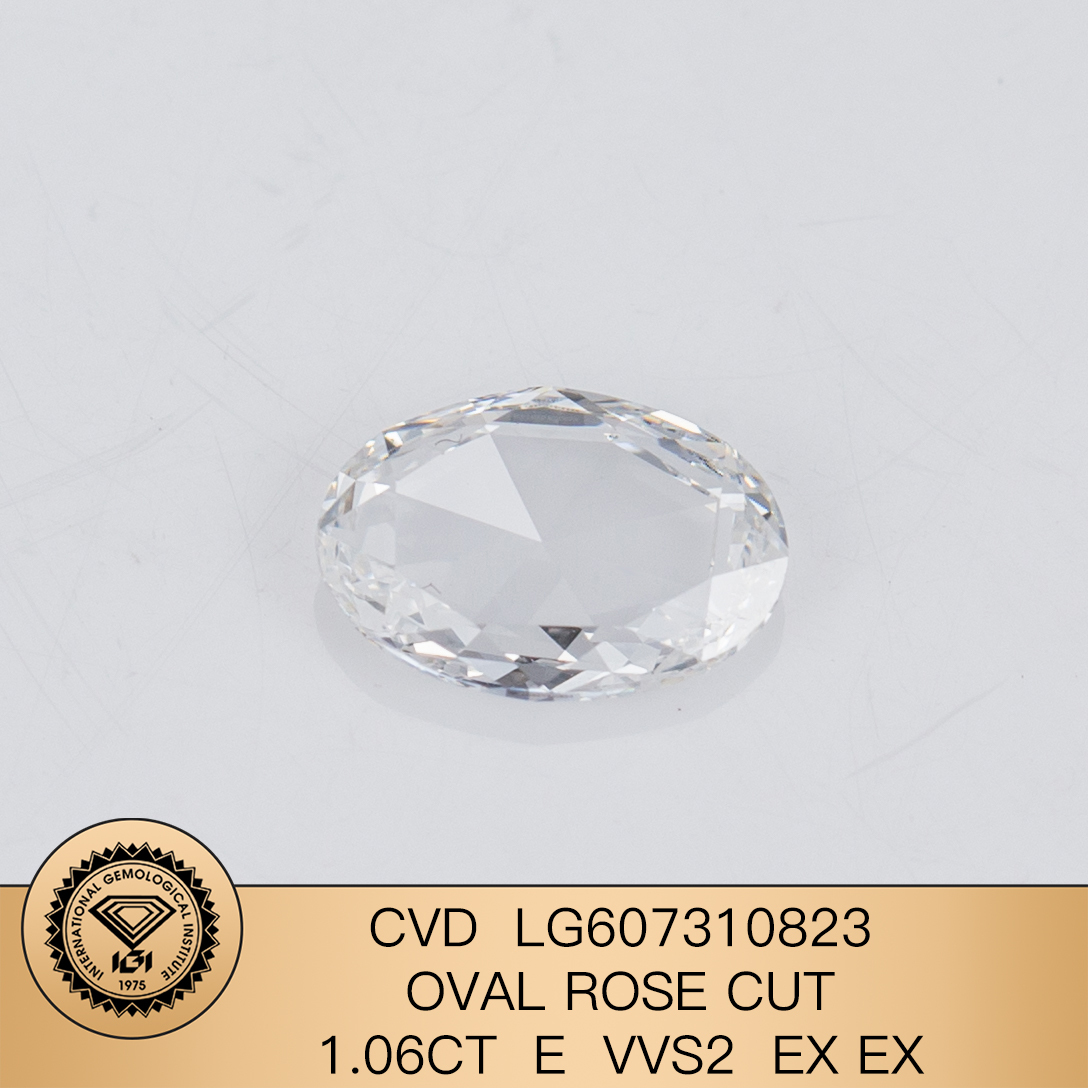 MissDiamond CVD LG607310823 Oval Rose Cut 1.06CT E VVS2 EX EX Lab Grown Diamond