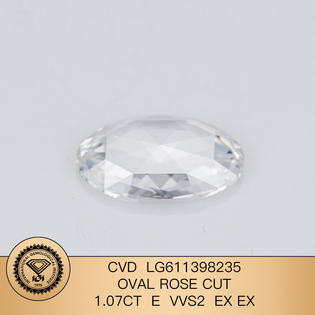 MissDiamond CVD LG611398235 Oval Rose Cut 1.07CT E VVS2 EX EX Lab Grown Diamond
