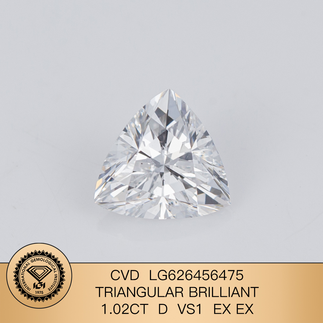 MissDiamond CVD LG626456475 Triangular Brilliant 1.02CT D VS1 EX EX Lab Grown Diamond