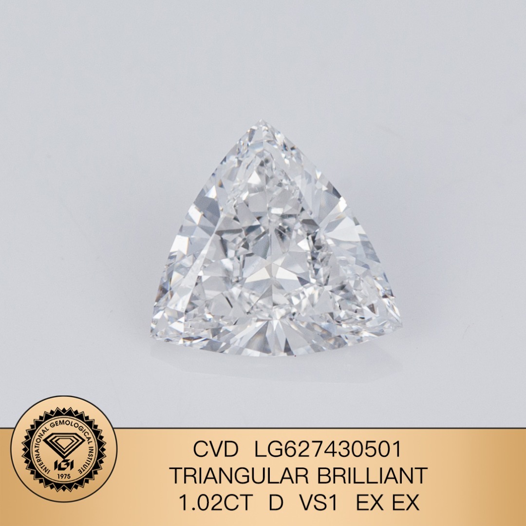 MissDiamond CVD LG627430501 Triangular Brilliant 1.02CT D VS1 EX EX Lab Grown Diamond