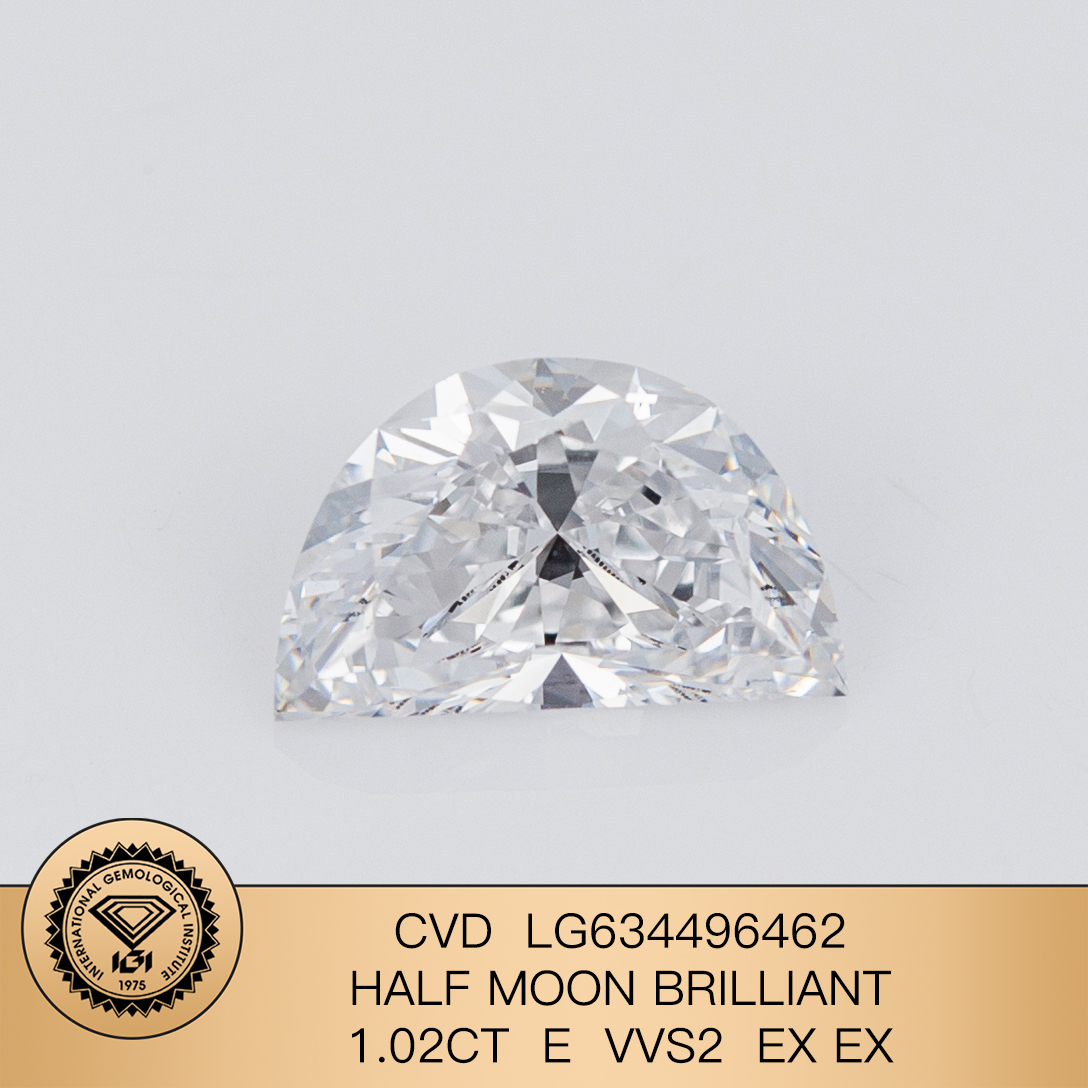 MissDiamond CVD LG634496462 Half Moon Brillant 1.02CT E VVS2 EX EX Lab Grown Diamond