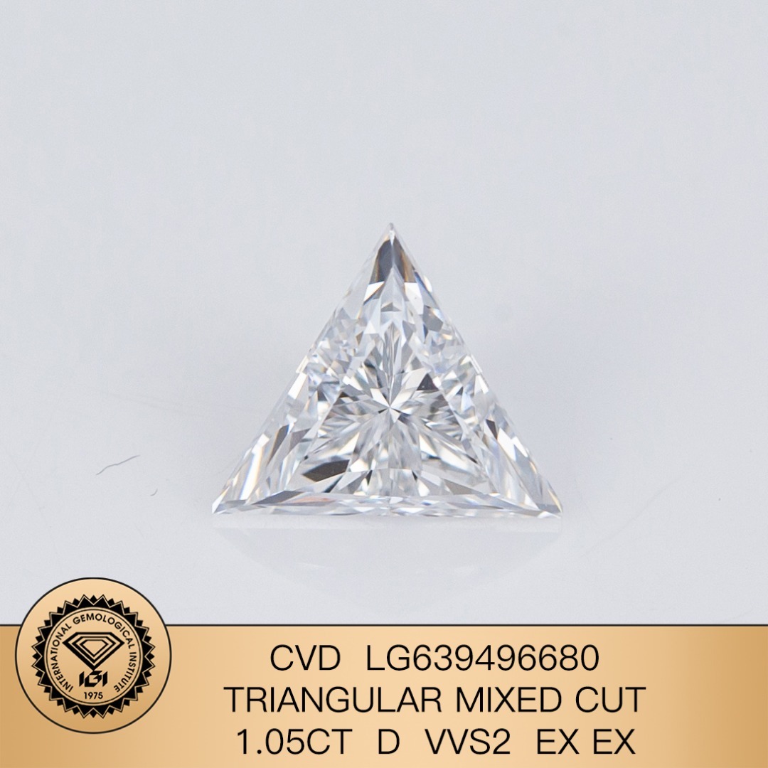 MissDiamond CVD LG639496680 Triangular Mixed Cut 1.05CT D VVS2 EX EX Lab Grown Diamond