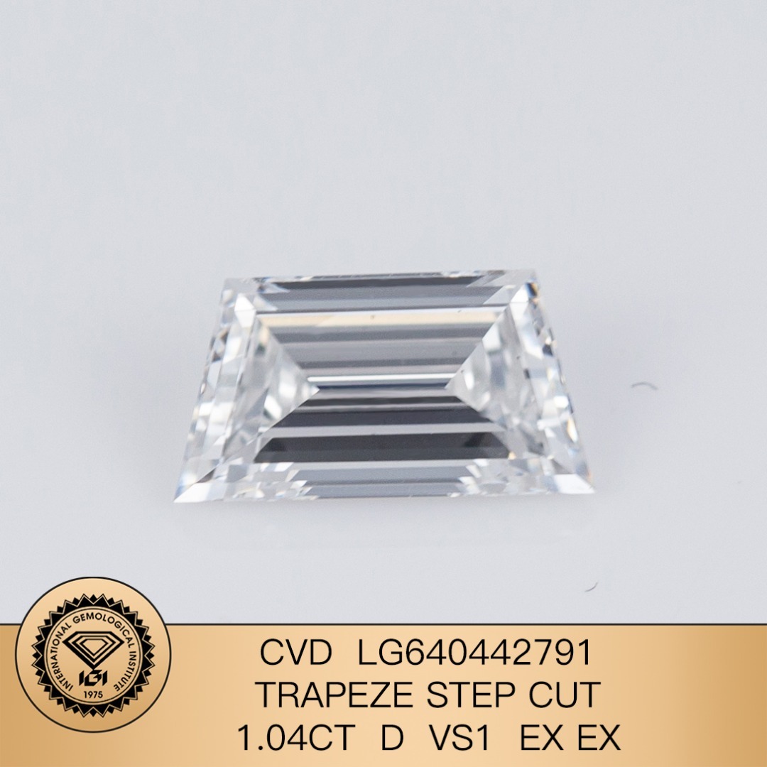 MissDiamond CVD LG640442791 Trapeze Step Cut 1.04CT D VS1 EX EX Lab Grown Diamond
