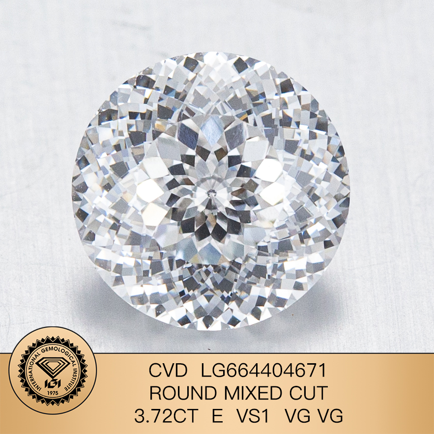 MissDiamond CVD LG664404671 Roud Mixed Cut 3.72CT E VS1 VG VG Lab Grown Diamond