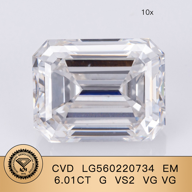 CVD LG560220734 Emerald Shape 6.01CT G VS2 VG VG Lab Grown Diamond