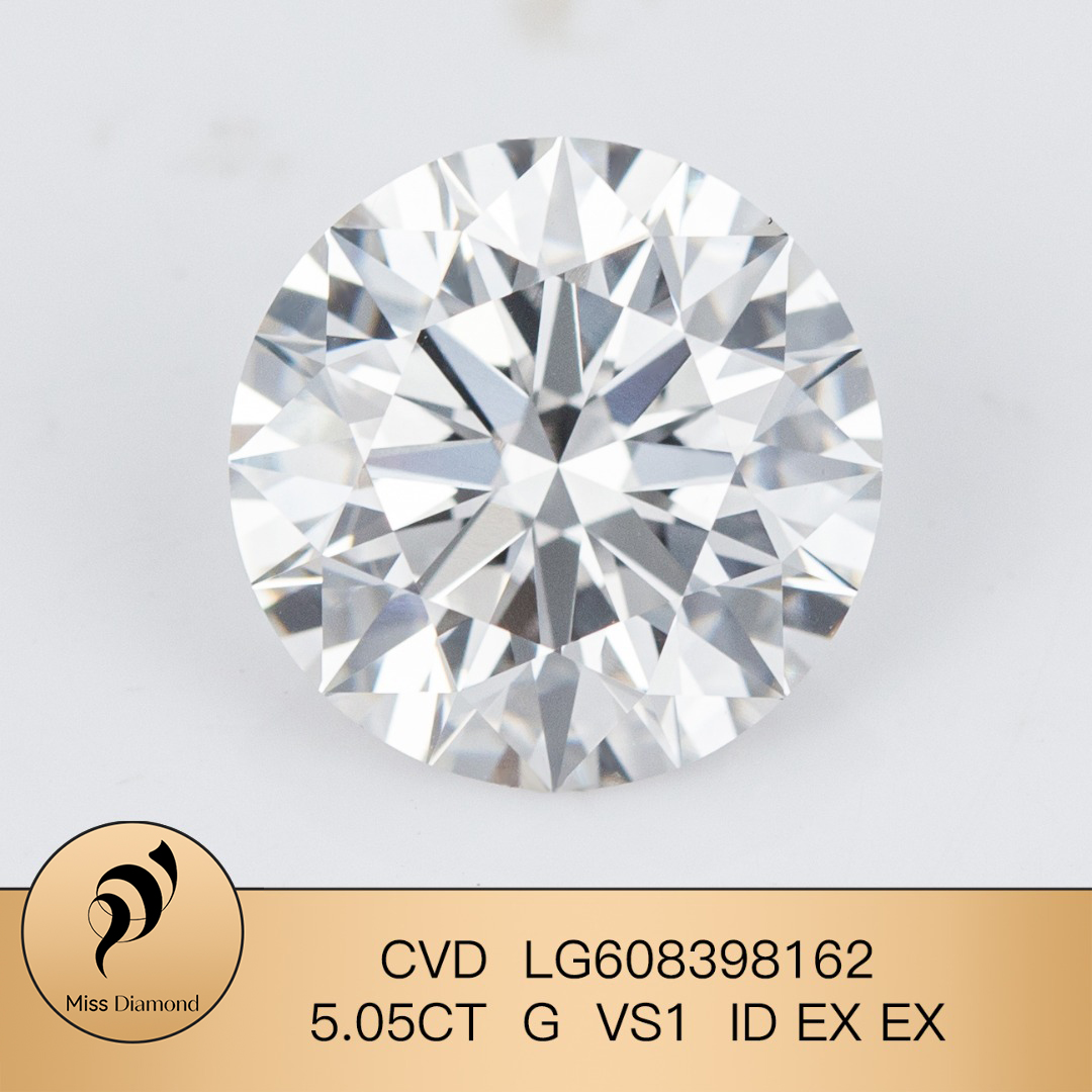 MissDiamond CVD LG608398162 Round Cut 5.05CT G VS1 ID EX EX Lab Grown Diamond