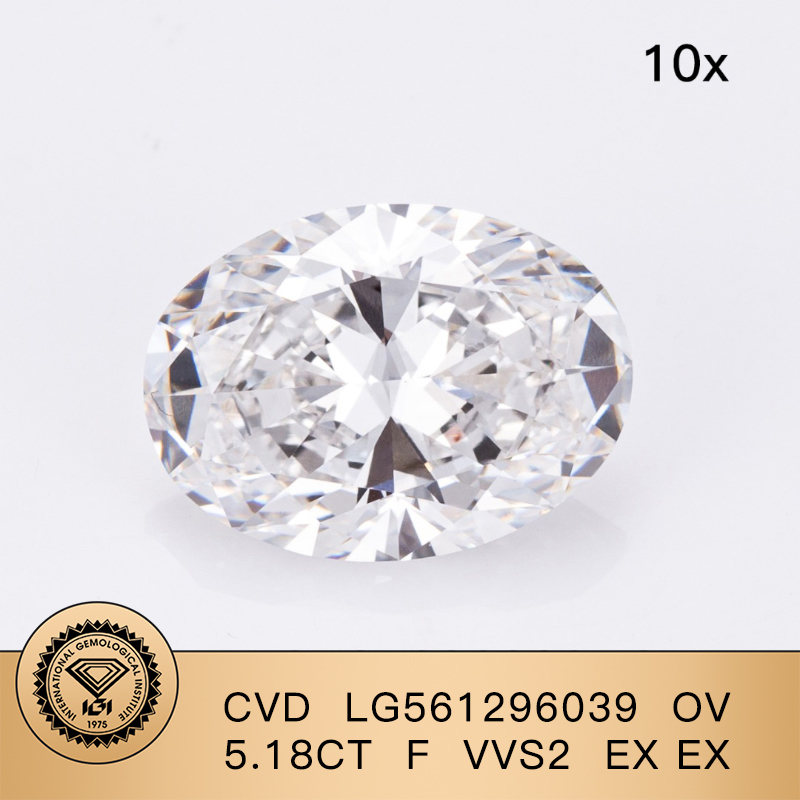 CVD LG561296039 Oval 5.18CT F VVS2 EX EX Lab Grown Diamond
