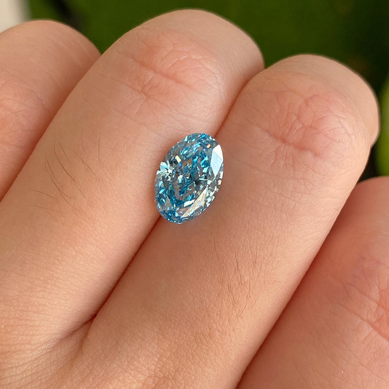 AG-418 Oval 2.3 Carat Blue VS 10.2x6.86x4.47mm CVD Lab Grown Diamond